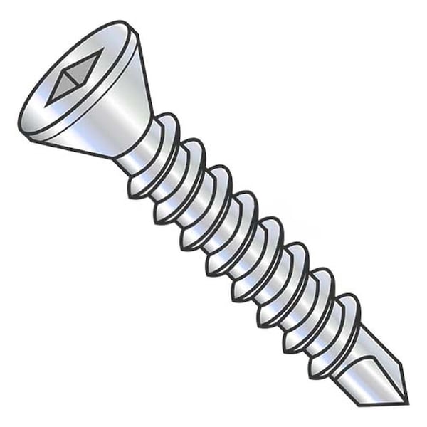 Usa Industrials Self-Drilling Screw, #6-20 x 2 in, Zinc Plated Steel Trim Head Square Drive BULK-SCRW-12242 - main